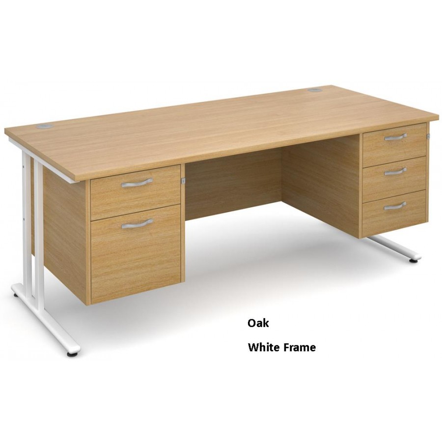 Maestro Cantilever Straight Desk with 2 Pedestals